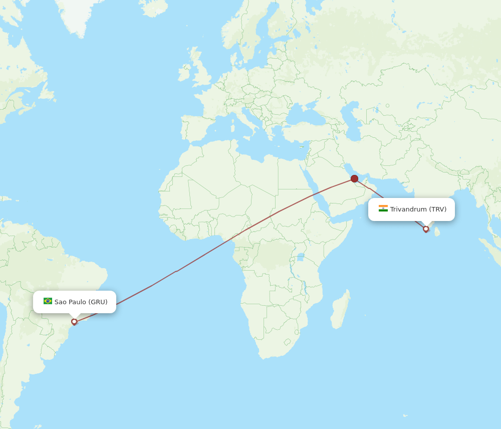 GRU-TRV flight routes