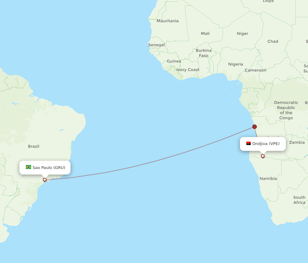 VPE to GRU flights and routes map