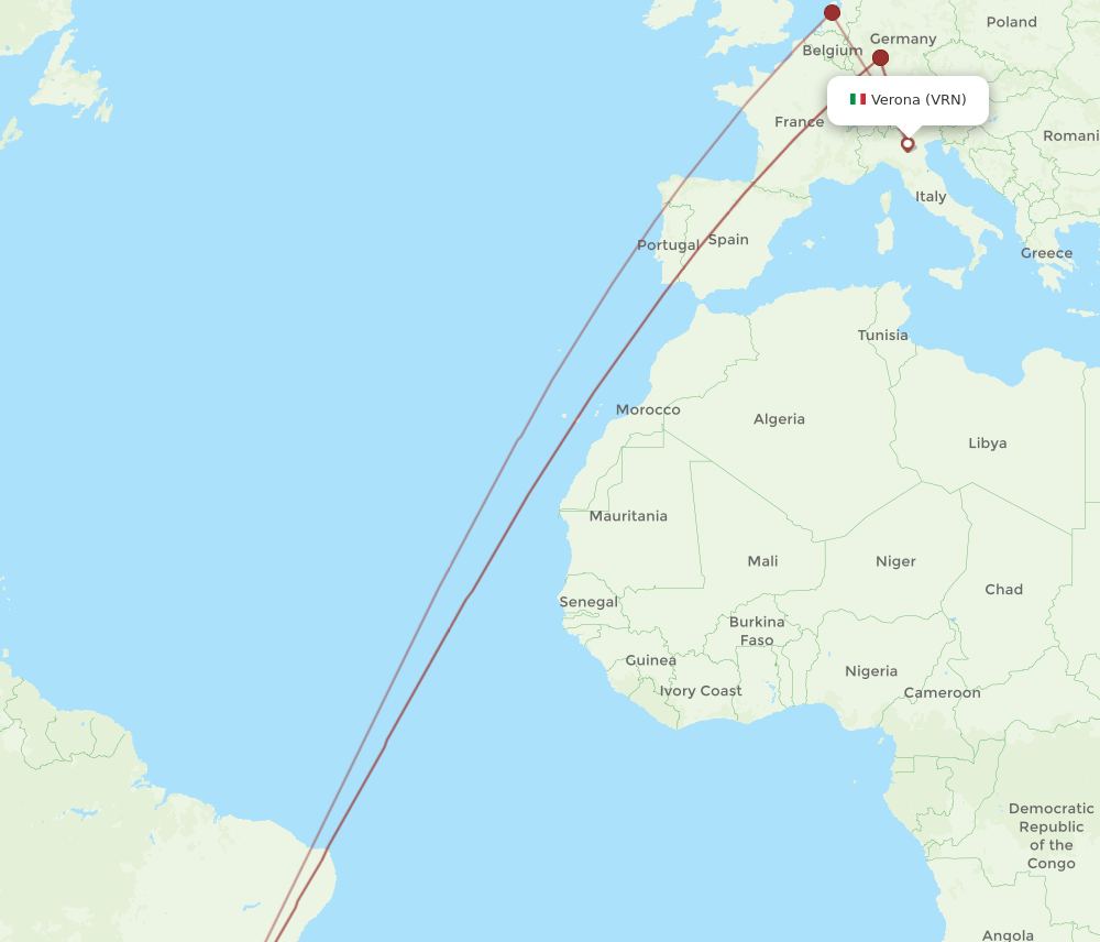 GRU to VRN flights and routes map
