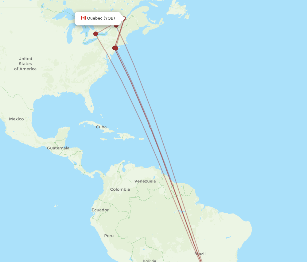 GRU-YQB flight routes