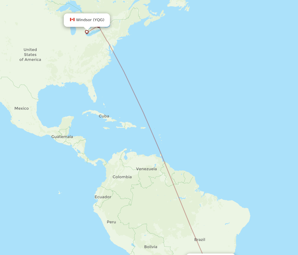 GRU-YQG flight routes
