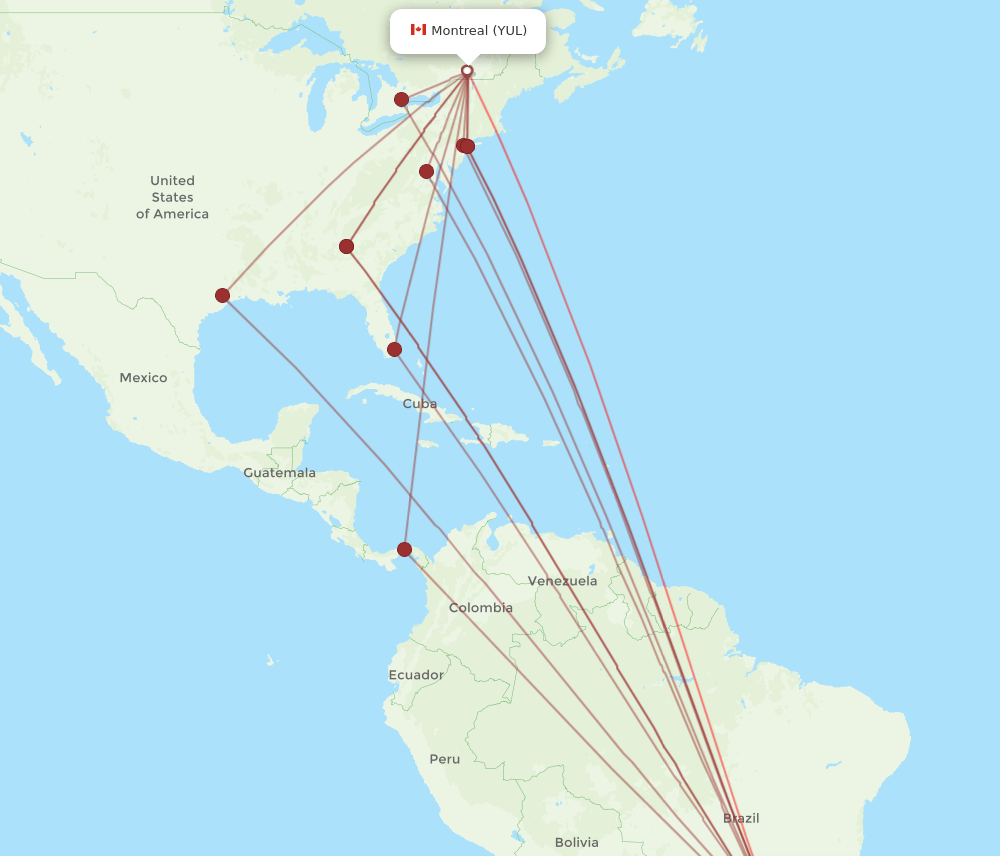 GRU-YUL flight routes