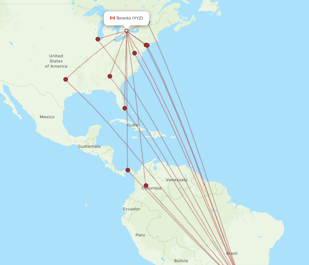 GRU-YYZ flight routes