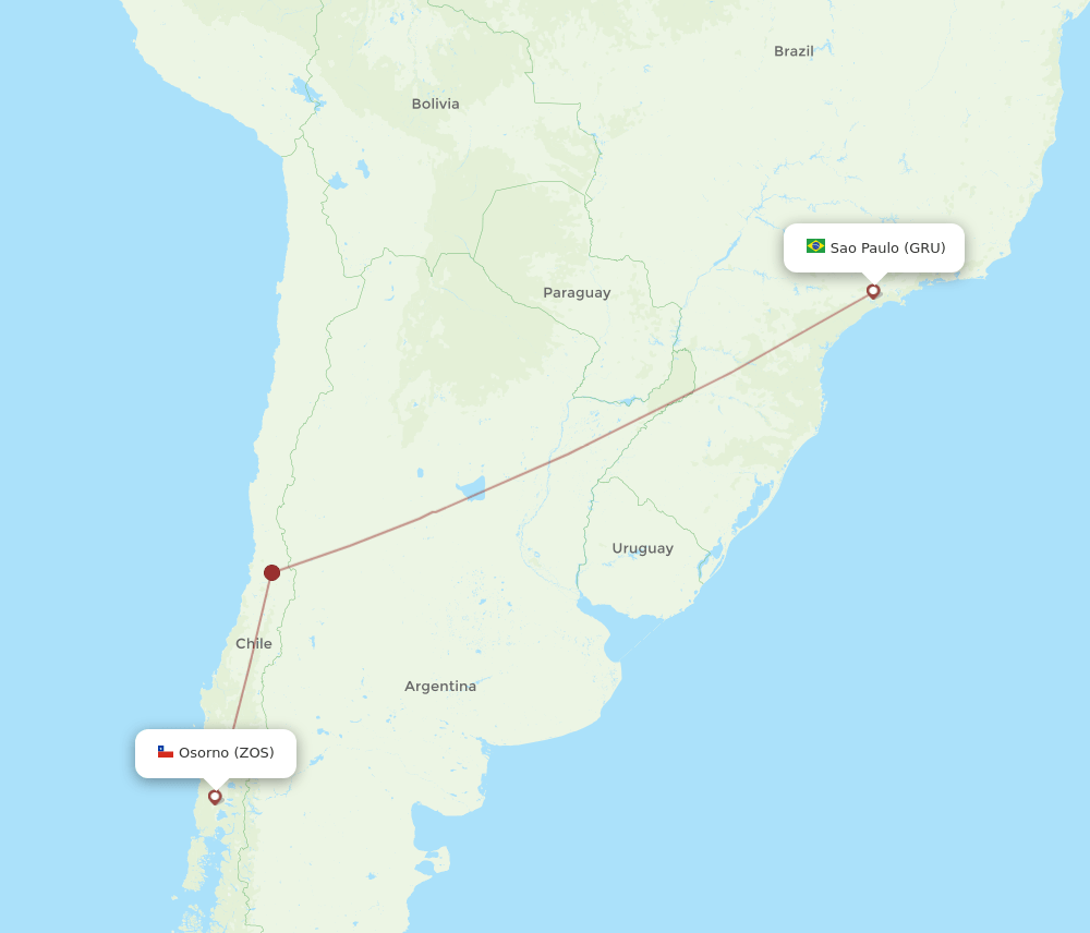 Osorno - Sao Paulo route map and flight paths