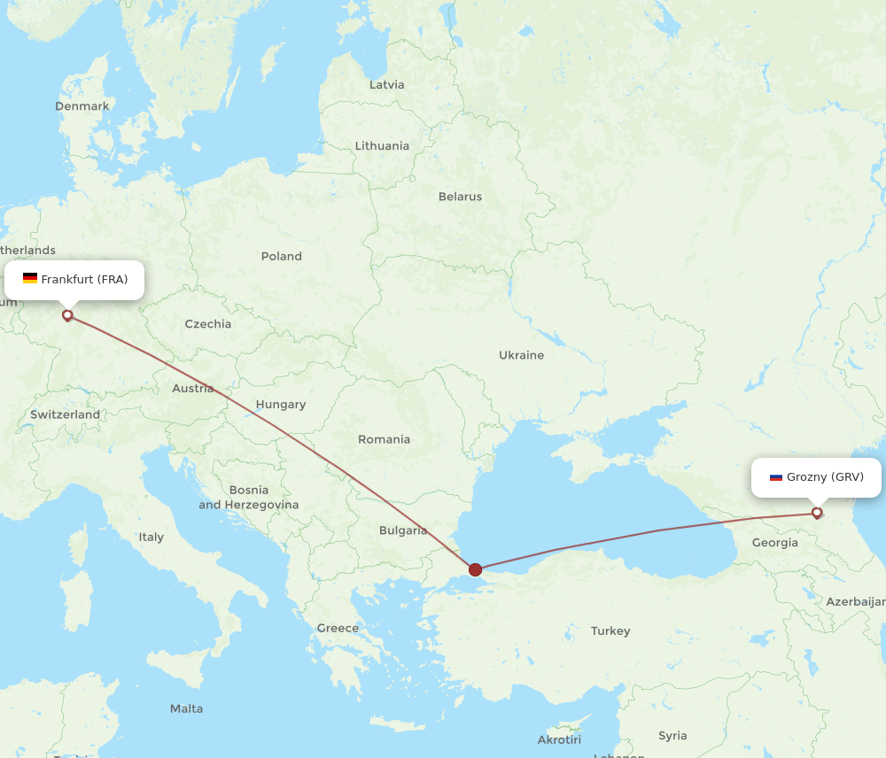 GRV-FRA flight routes