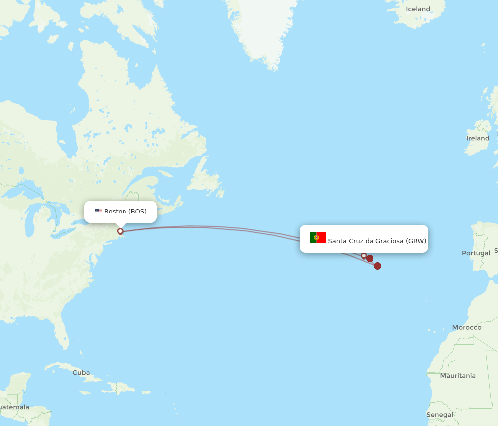 GRW to BOS flights and routes map