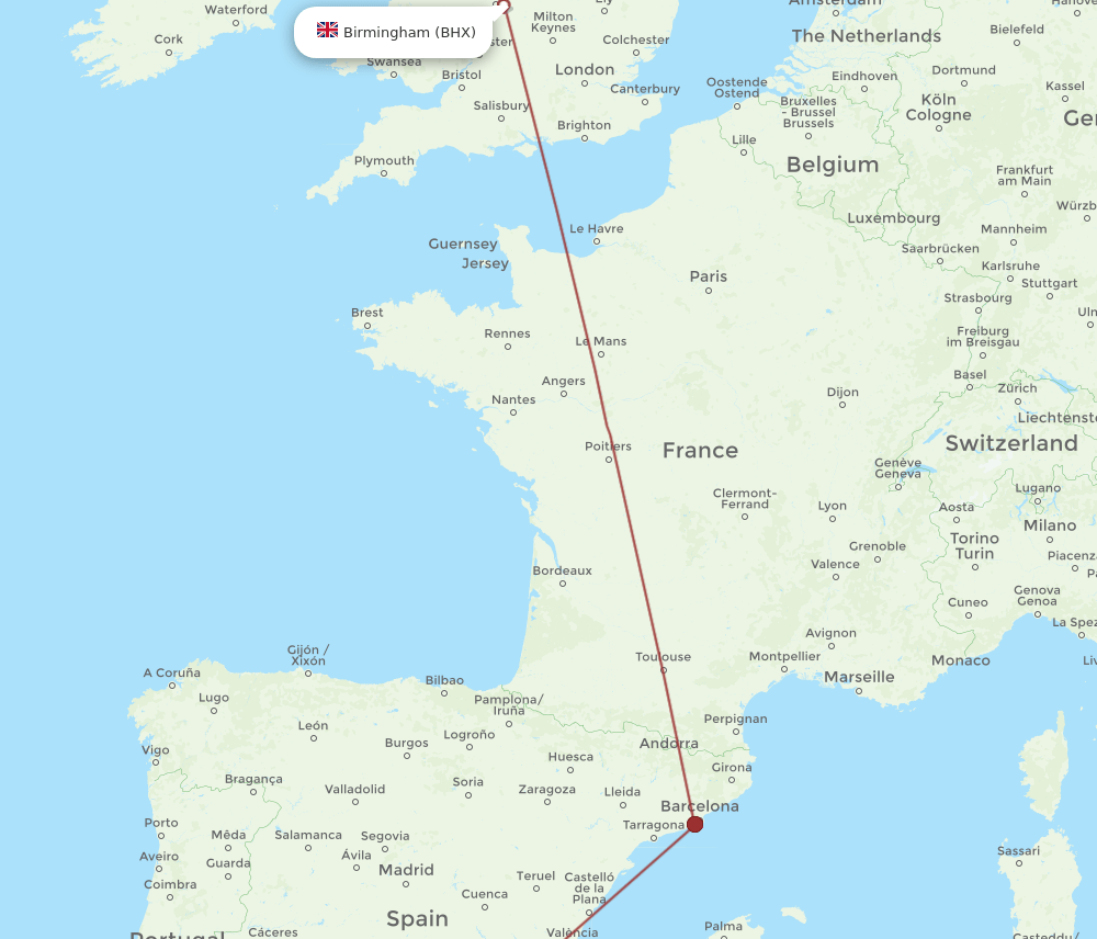 GRX-BHX flight routes