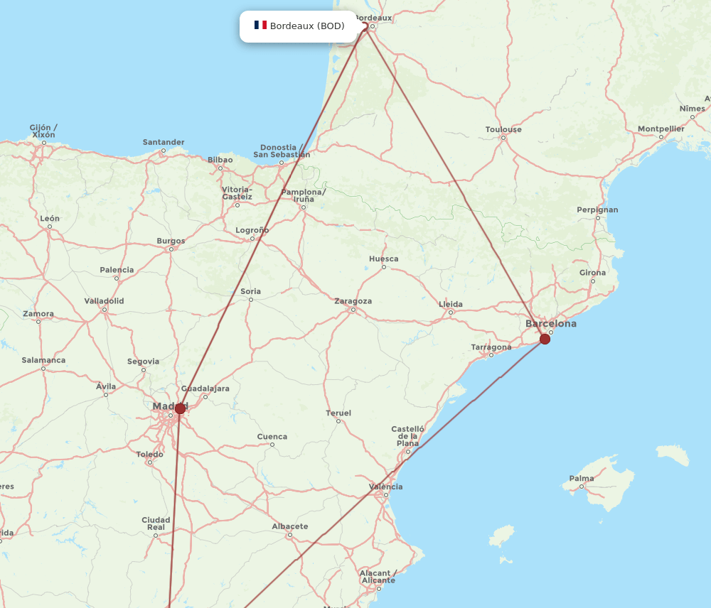 GRX-BOD flight routes