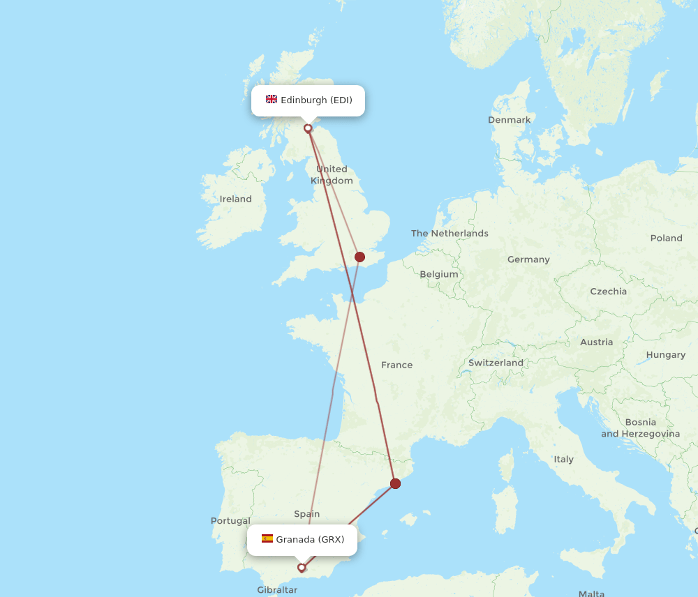 GRX-EDI flight routes