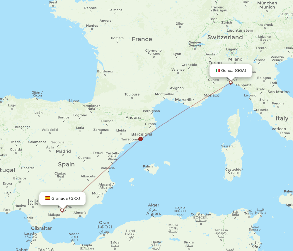 GRX to GOA flights and routes map