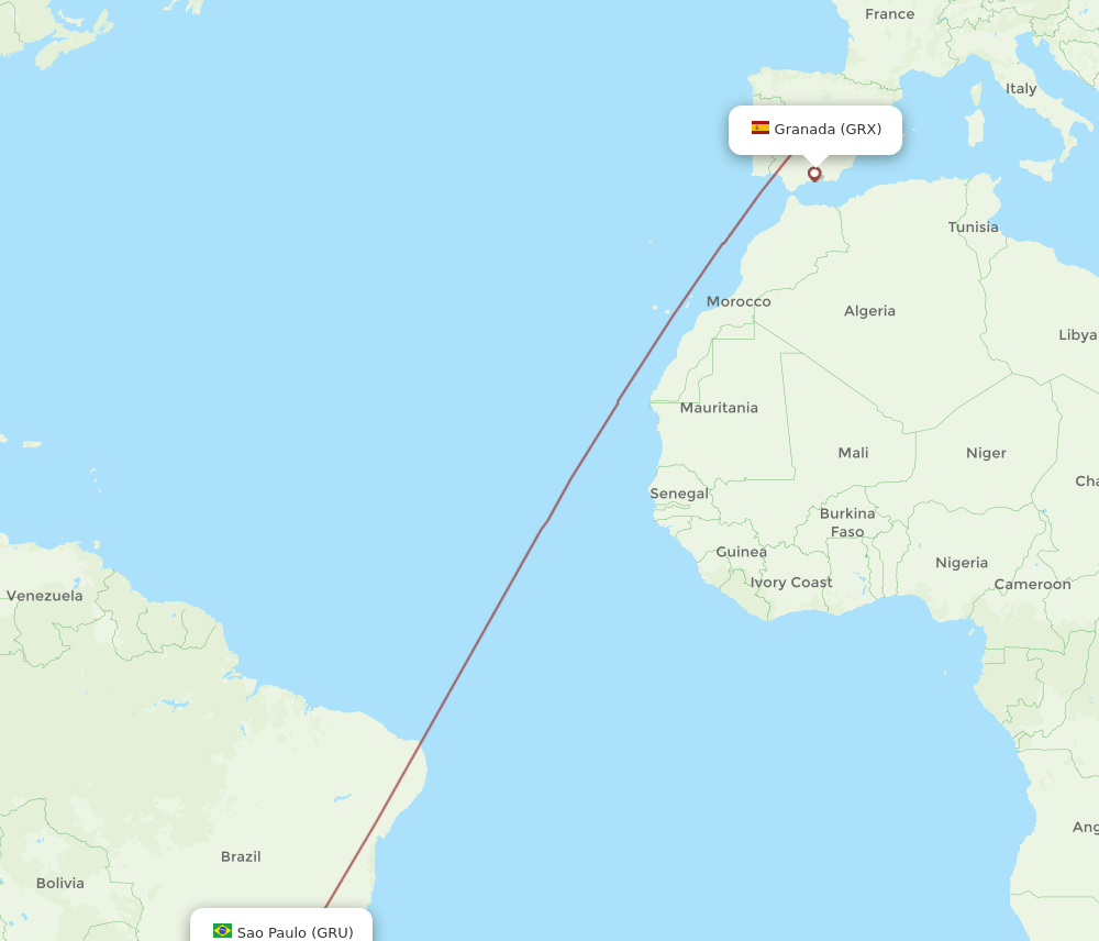 GRX to GRU flights and routes map