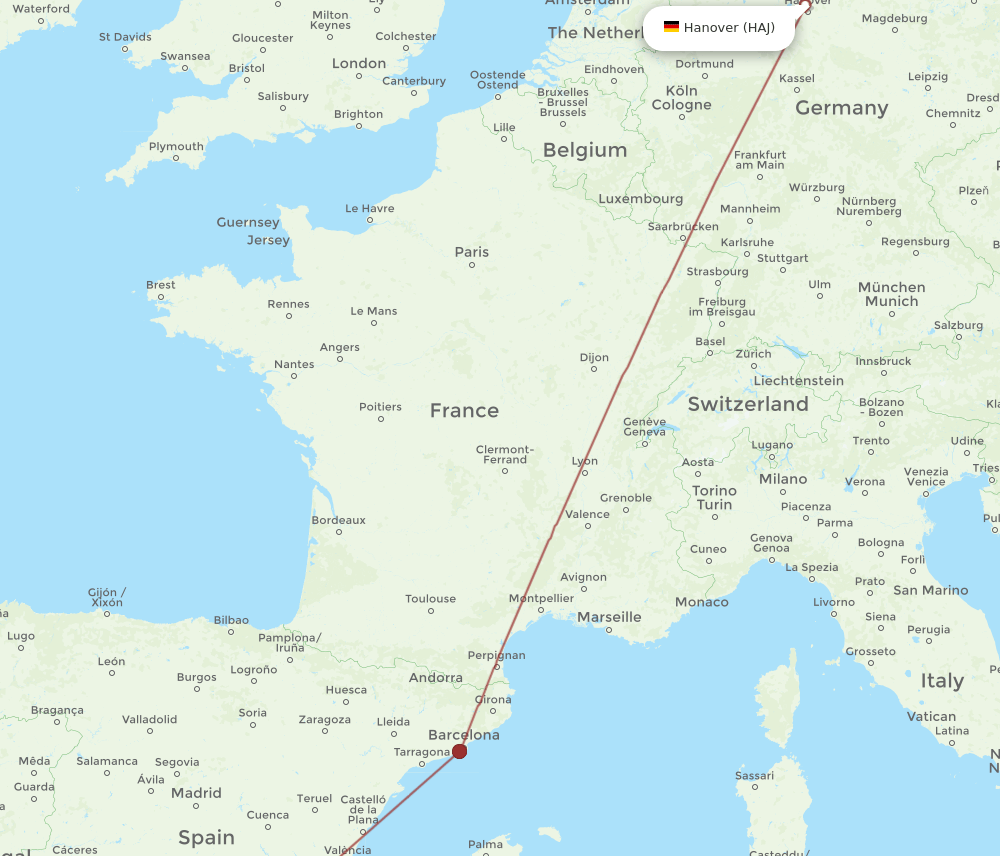 GRX-HAJ flight routes