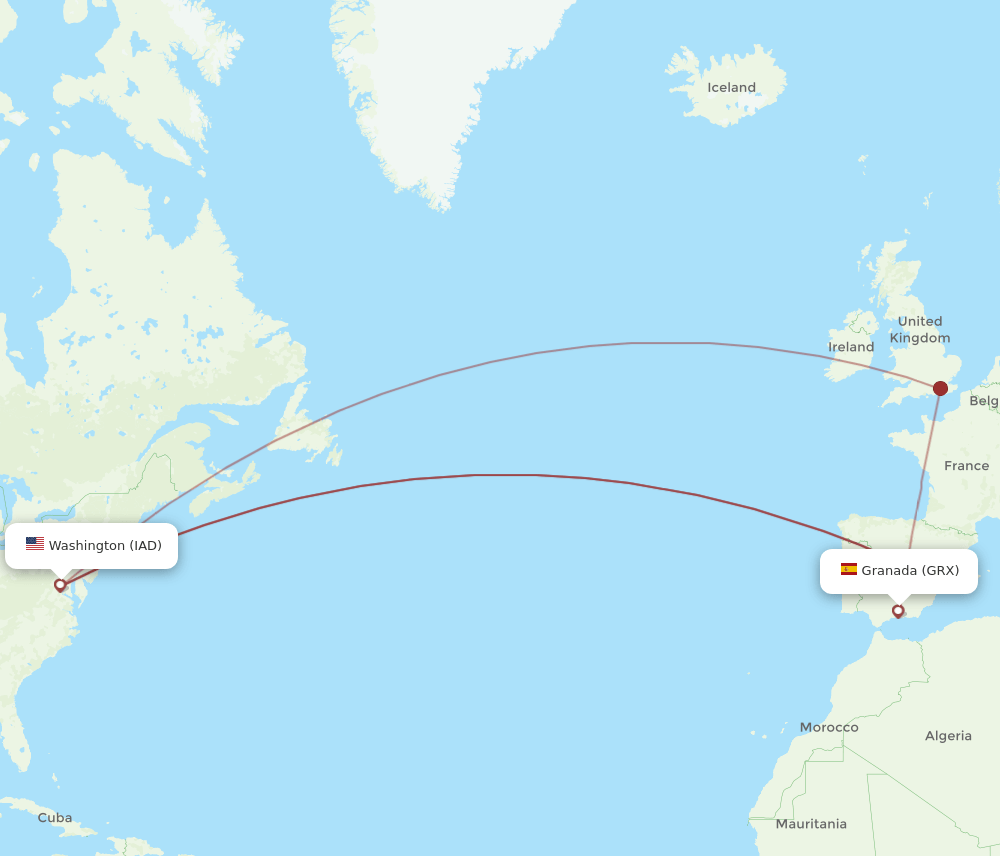 GRX-IAD flight routes