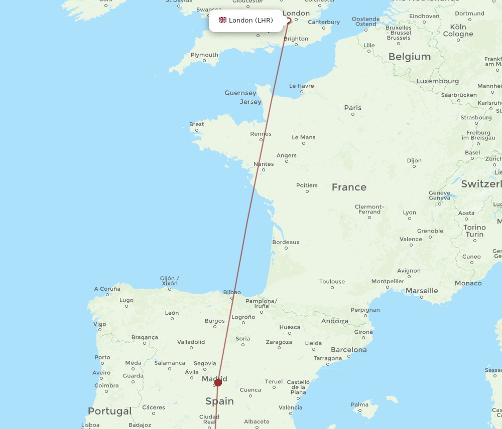 GRX-LHR flight routes