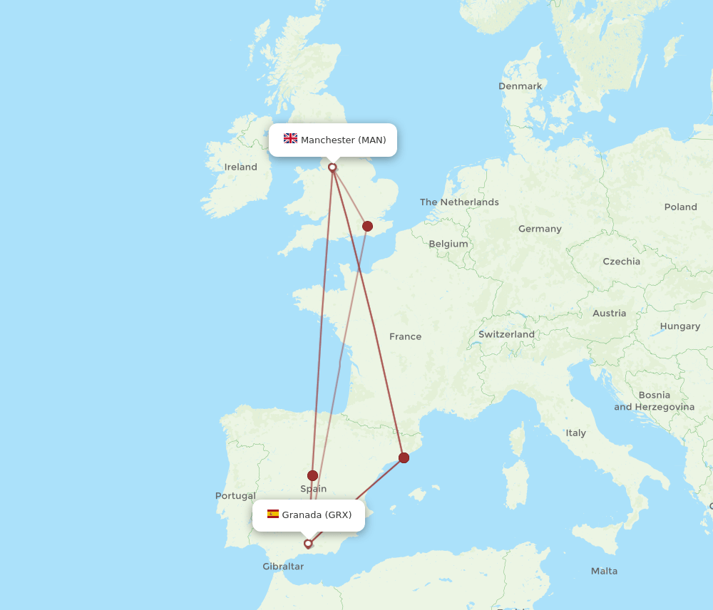 GRX-MAN flight routes