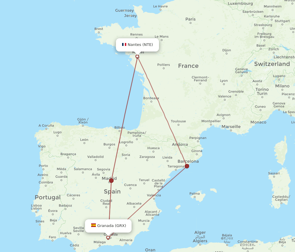 GRX-NTE flight routes