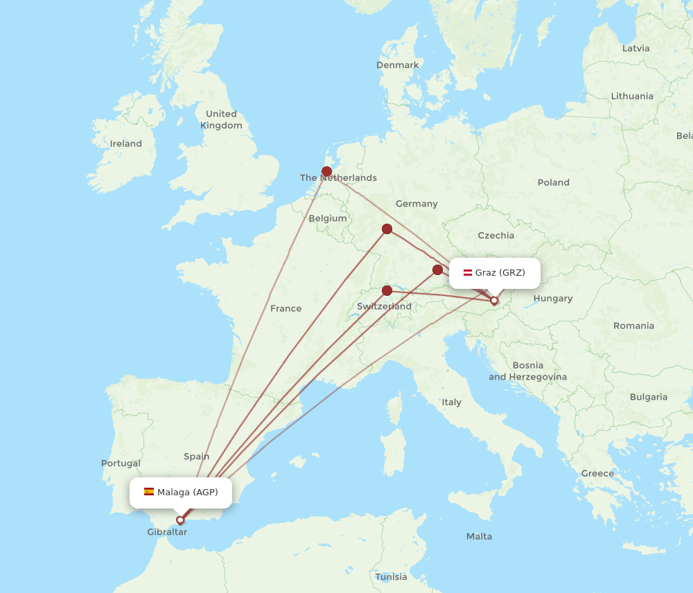 GRZ-AGP flight routes