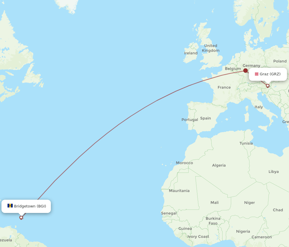 GRZ-BGI flight routes