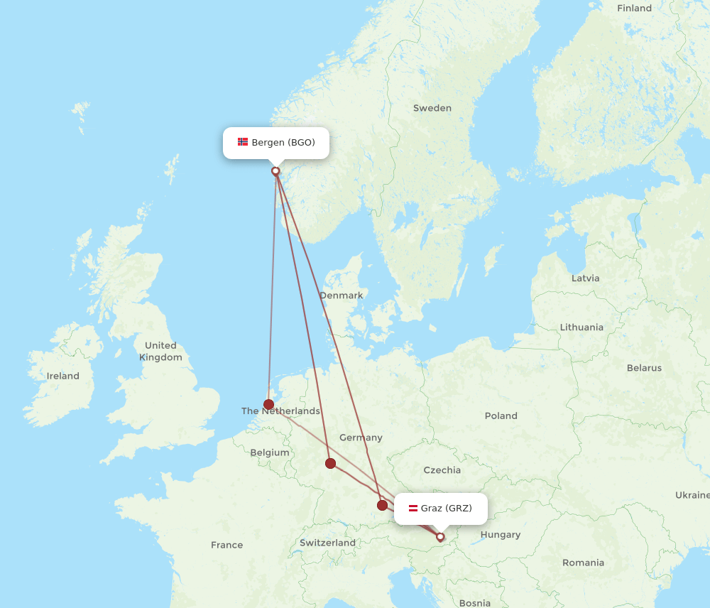 GRZ-BGO flight routes