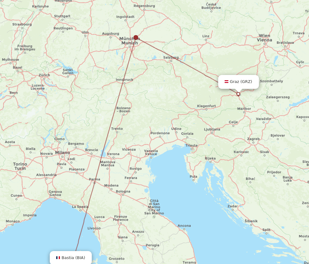 GRZ-BIA flight routes
