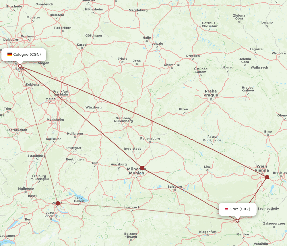 GRZ-CGN flight routes