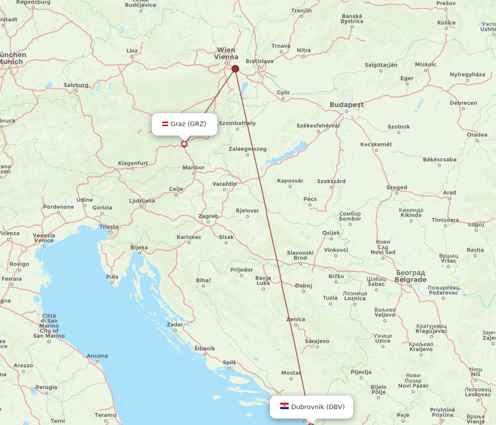 GRZ-DBV flight routes