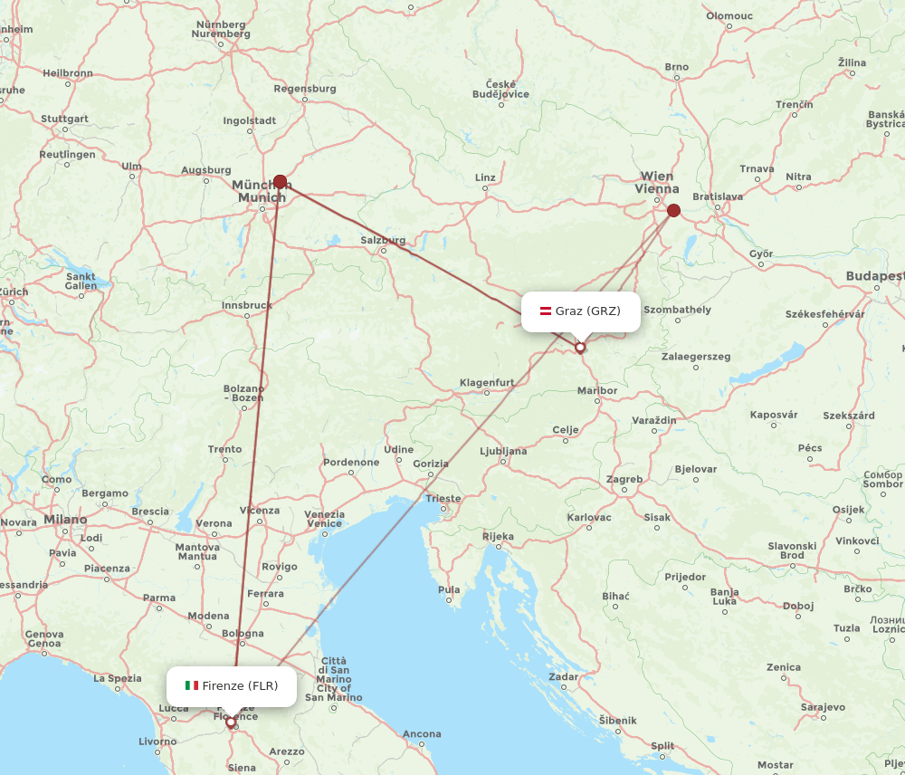 GRZ to FLR flights and routes map