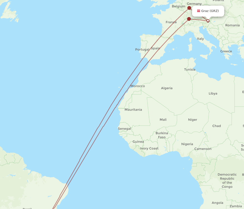 GRZ-GRU flight routes