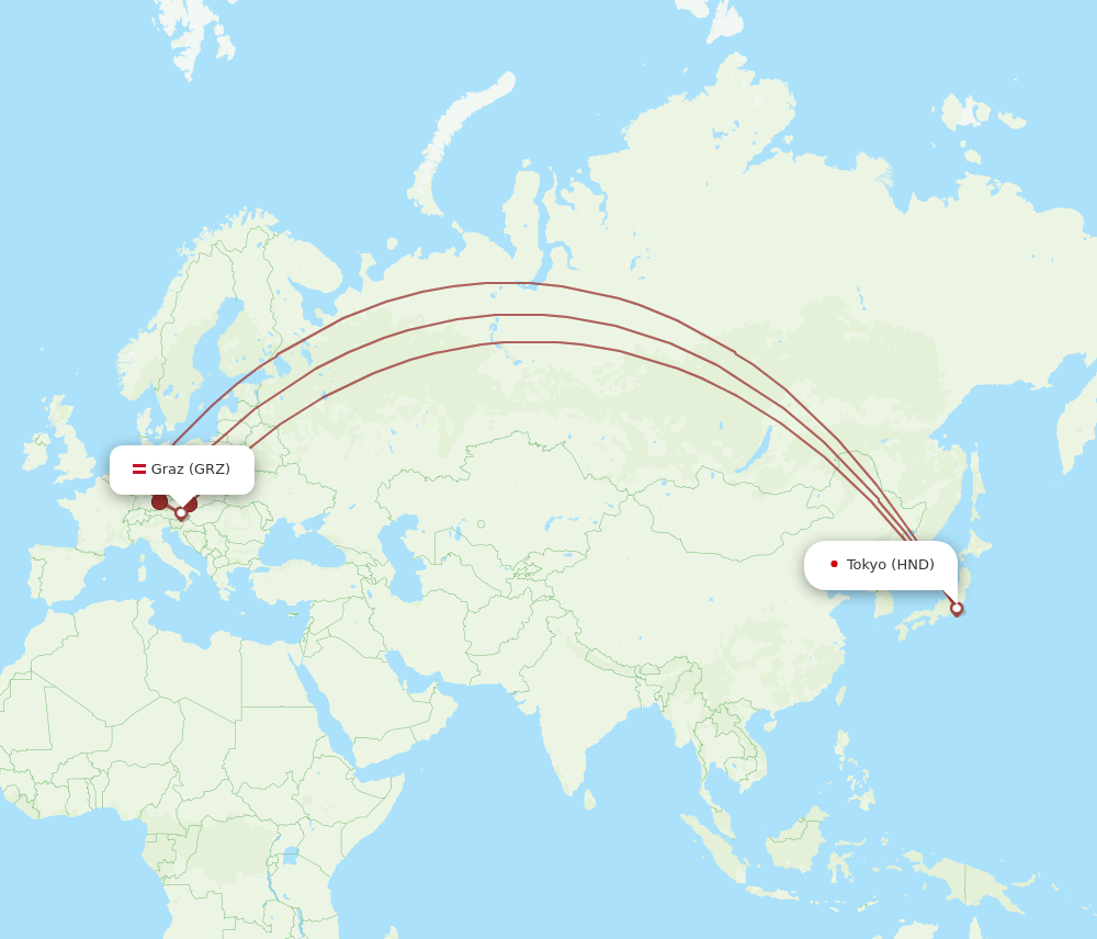 GRZ to HND flights and routes map