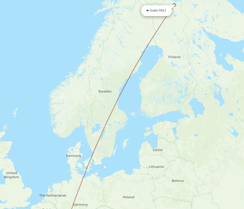 Ivalo - Graz route map and flight paths