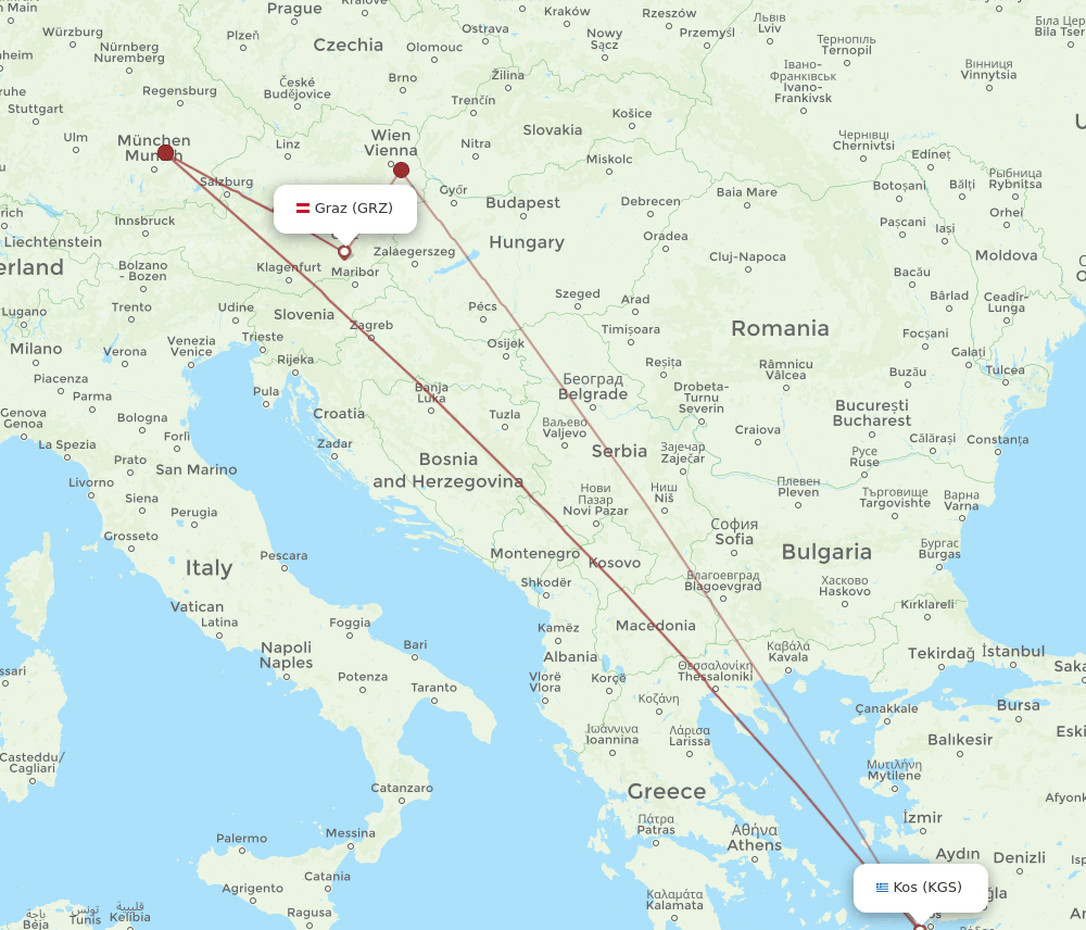 GRZ-KGS flight routes
