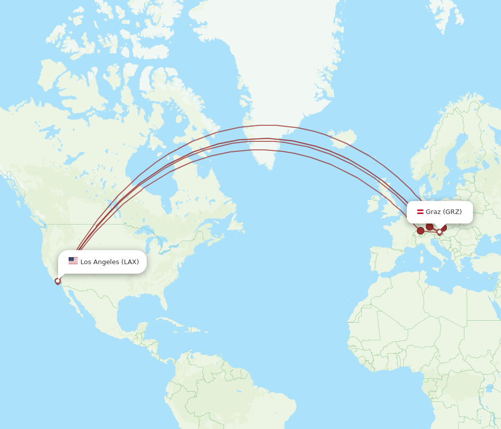 GRZ-LAX flight routes