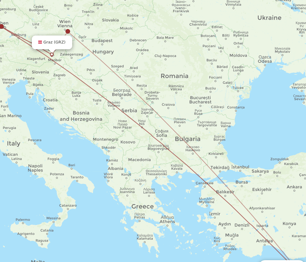 GRZ-LCA flight routes