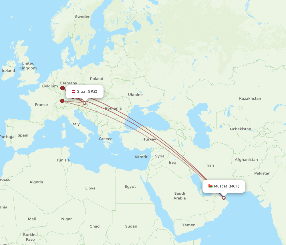 GRZ-MCT flight routes