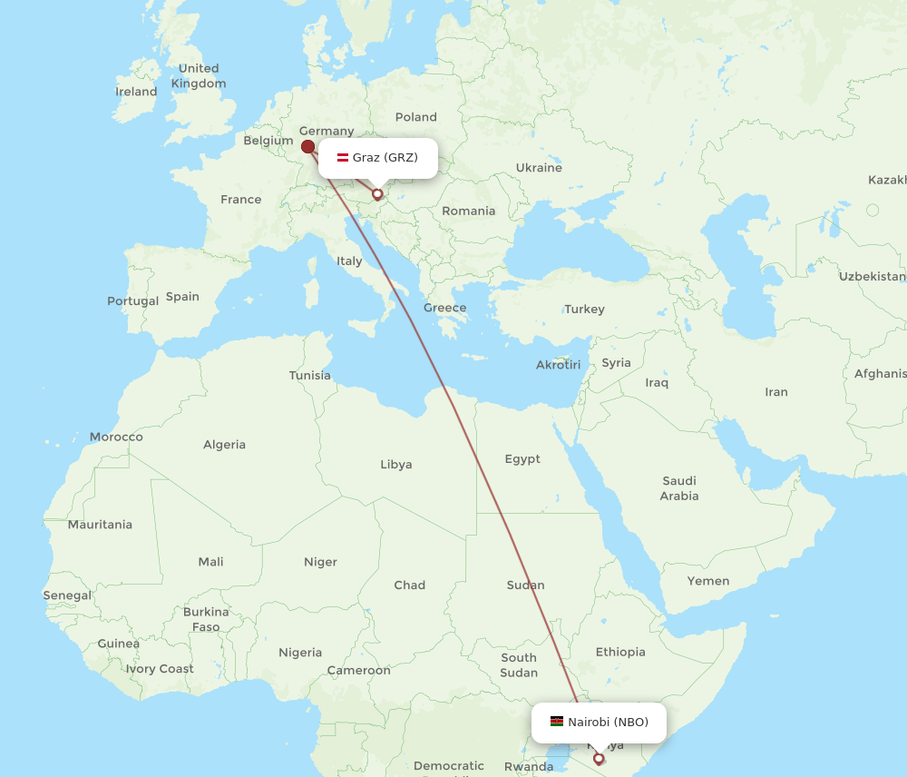 GRZ-NBO flight routes