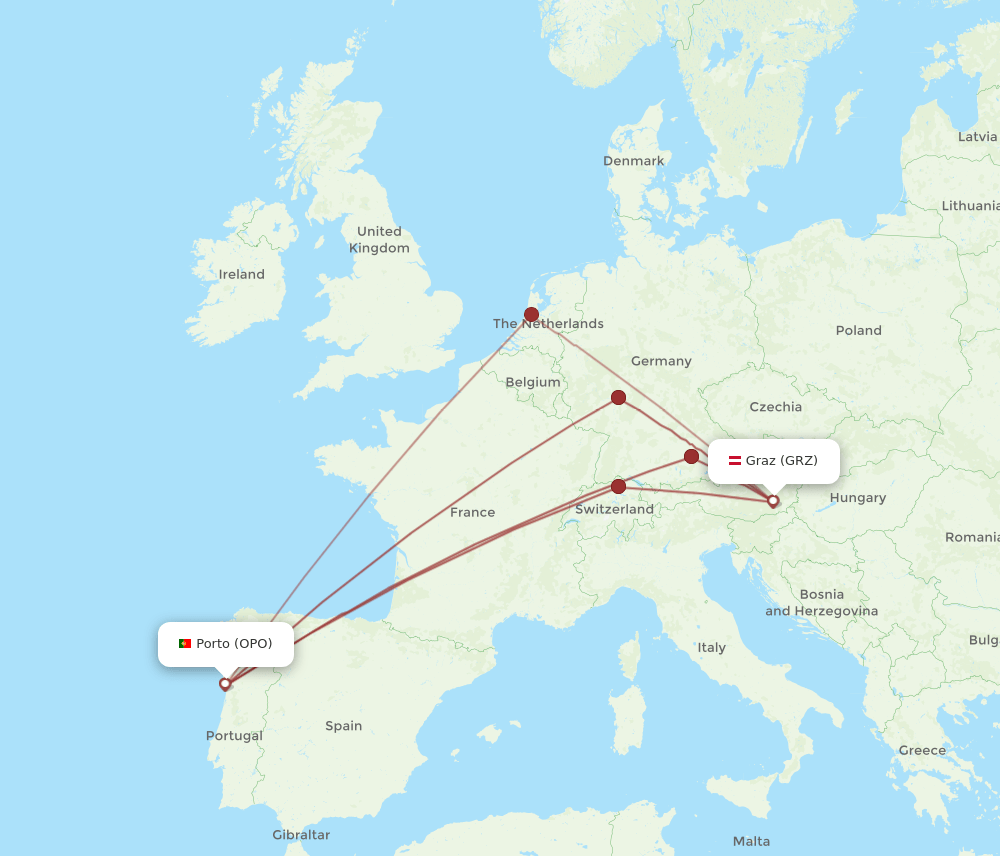 GRZ-OPO flight routes