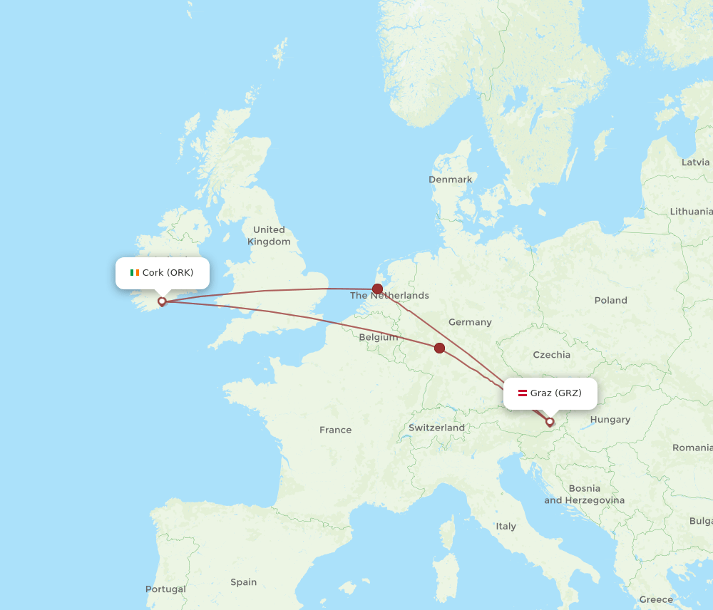 GRZ-ORK flight routes