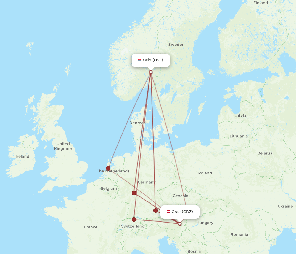 GRZ-OSL flight routes