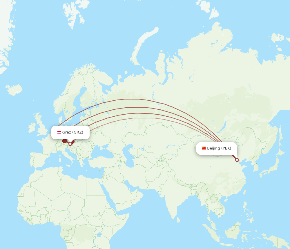 GRZ-PEK flight routes