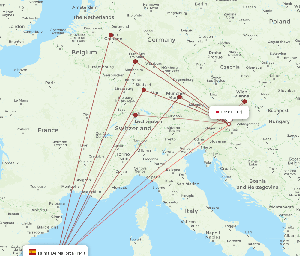 GRZ-PMI flight routes