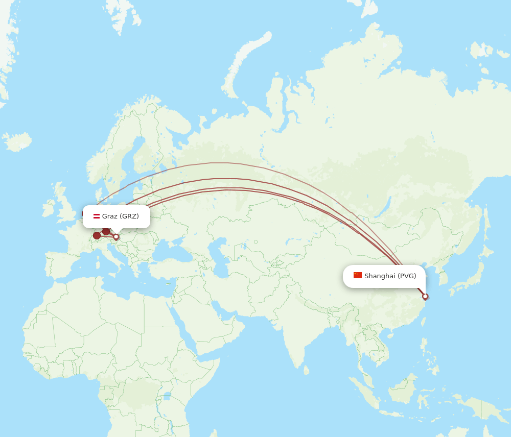 GRZ-PVG flight routes
