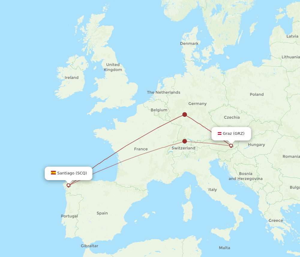 GRZ-SCQ flight routes