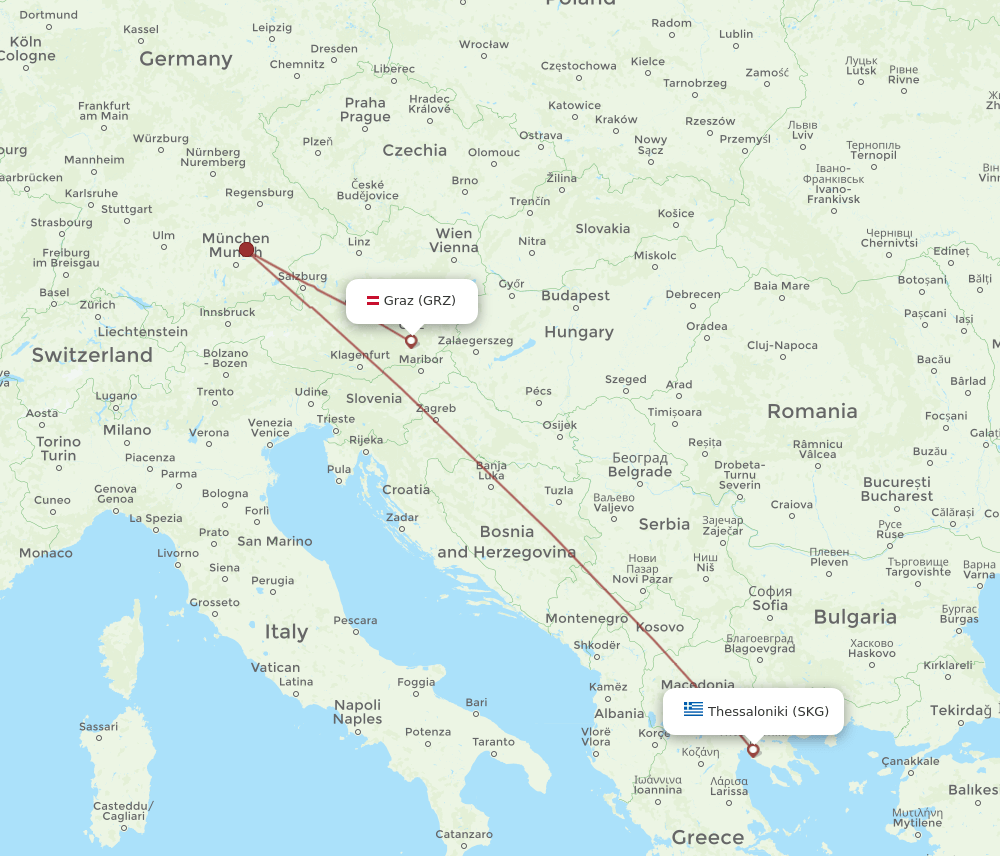 GRZ-SKG flight routes