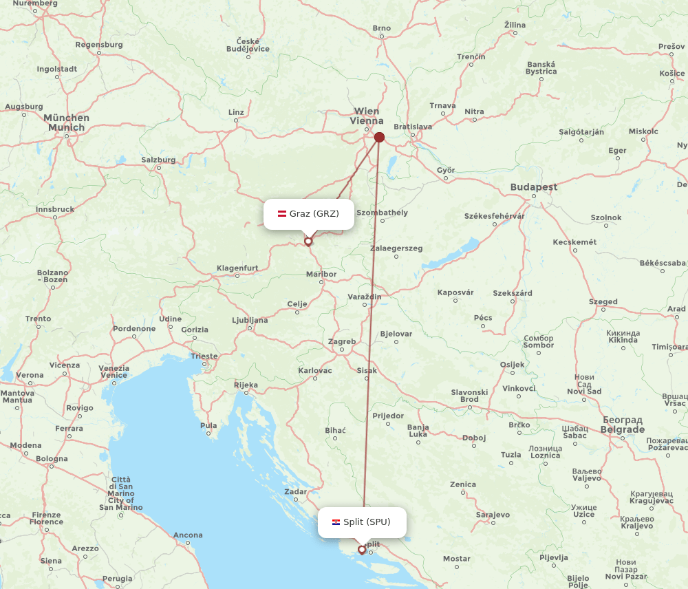 GRZ to SPU flights and routes map