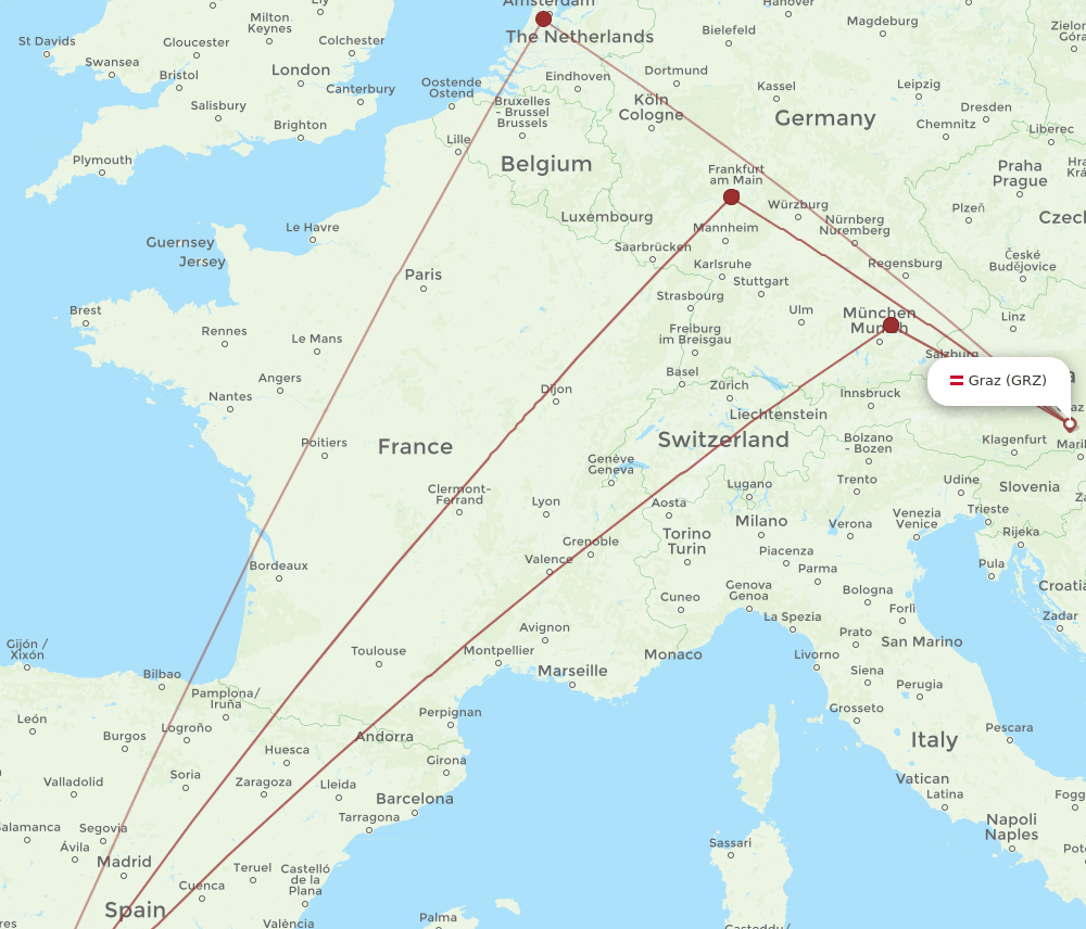 GRZ to SVQ flights and routes map