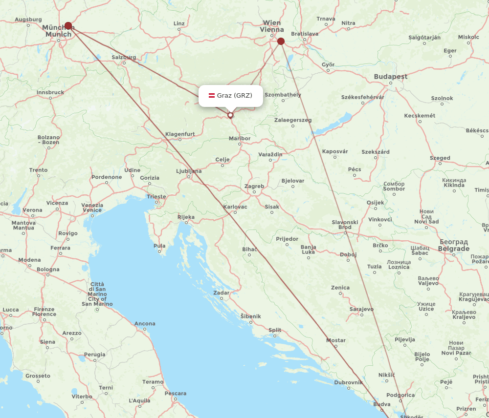 GRZ to TIA flights and routes map