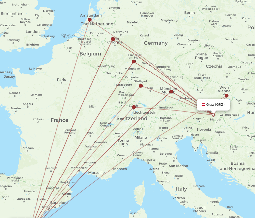 GRZ to VLC flights and routes map