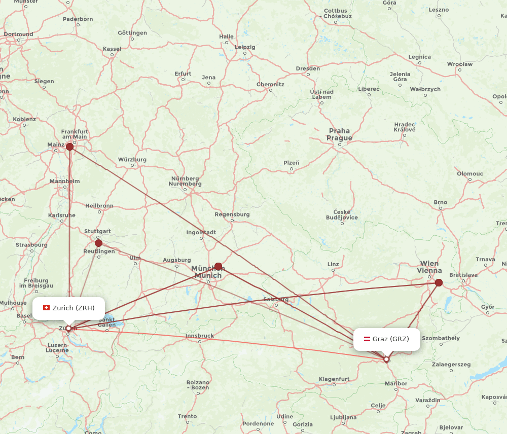 GRZ-ZRH flight routes