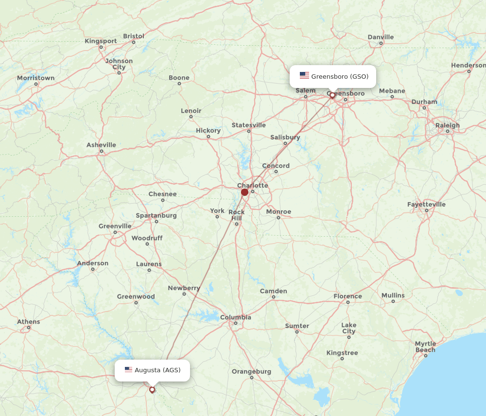 GSO-AGS flight routes