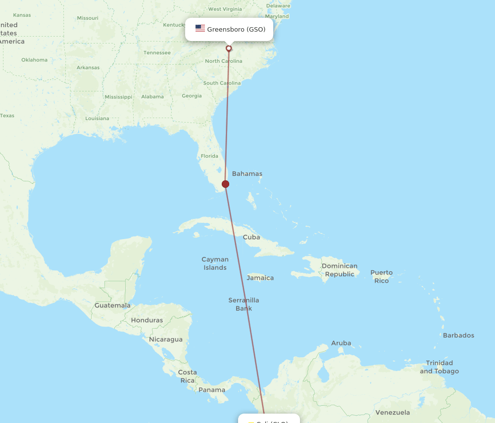 GSO-CLO flight routes